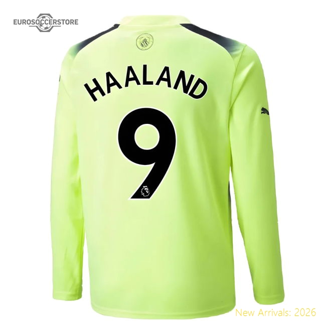 Official 2022-2023 Man City Long Sleeve Third Shirt (haaland 9)
