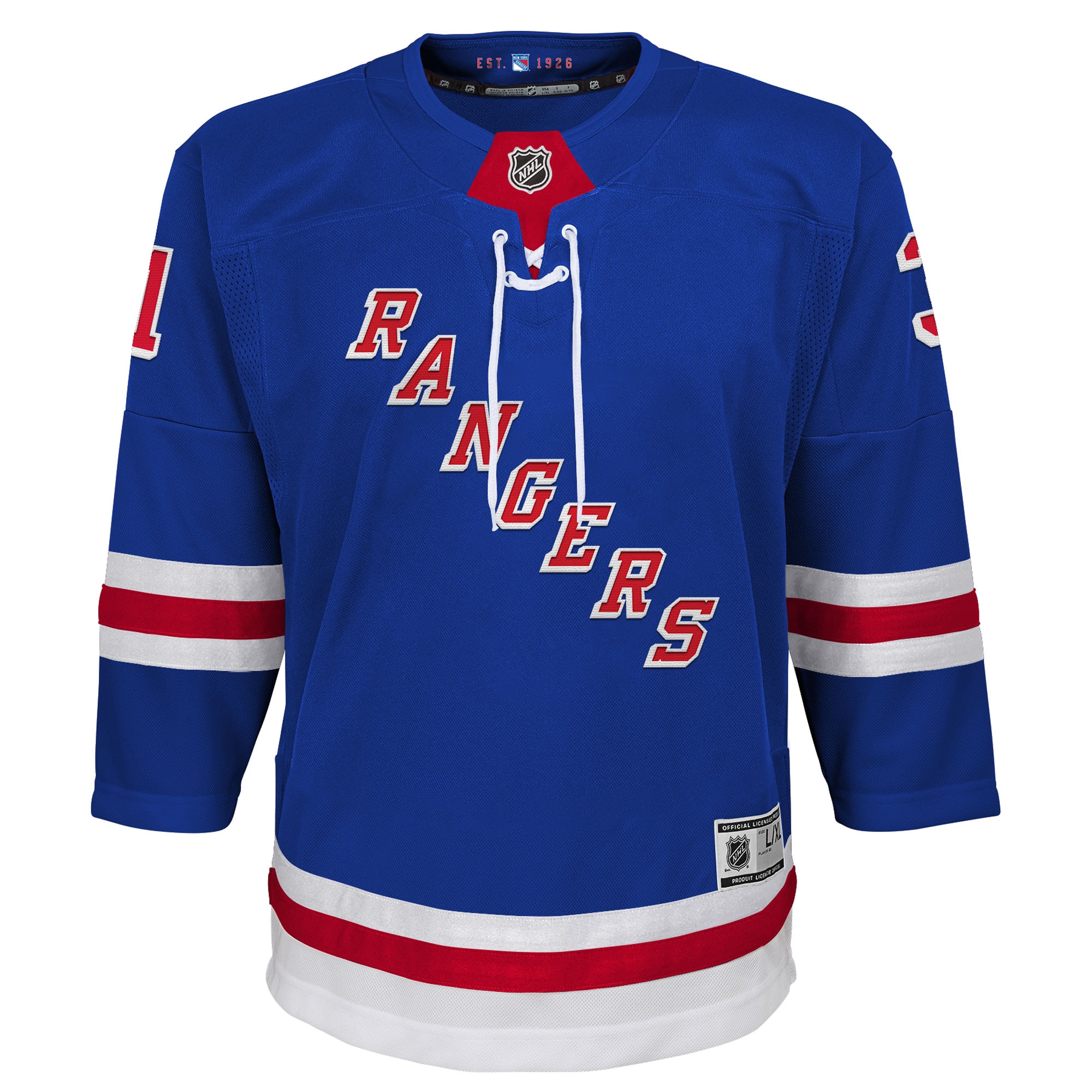 [LK] Igor Shesterkin New York Rangers Youth Home Premier Player Jersey - Blue