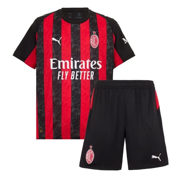 Advanced Fabric Kids AC Milan 2526 Home Kit ShirtShorts