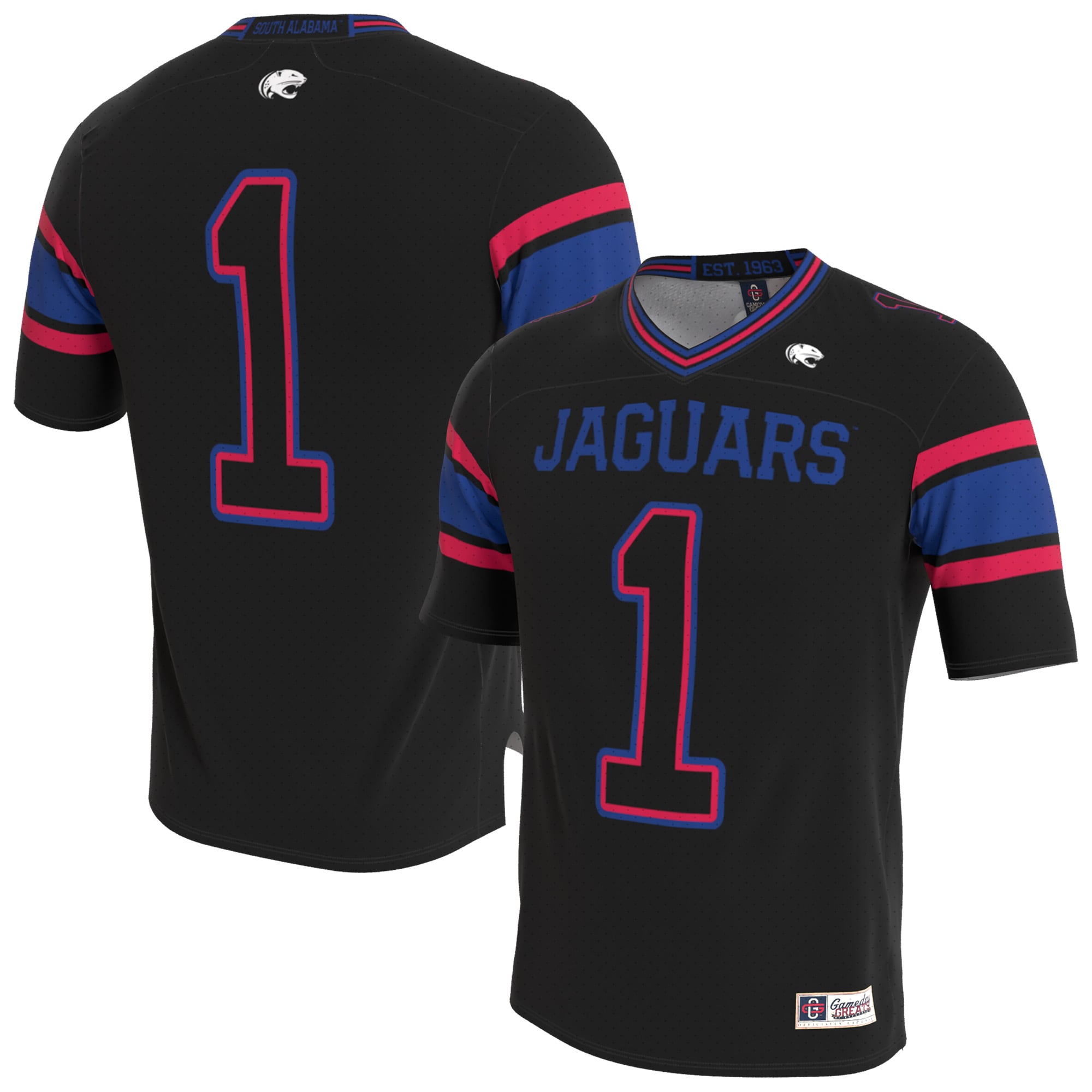 Unisex Black South Alabama Jaguars Lightweight Collegiate Football Blackout Fashion Jersey