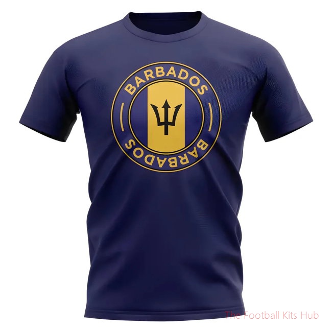 Barbados Football Badge T-Shirt (Navy)