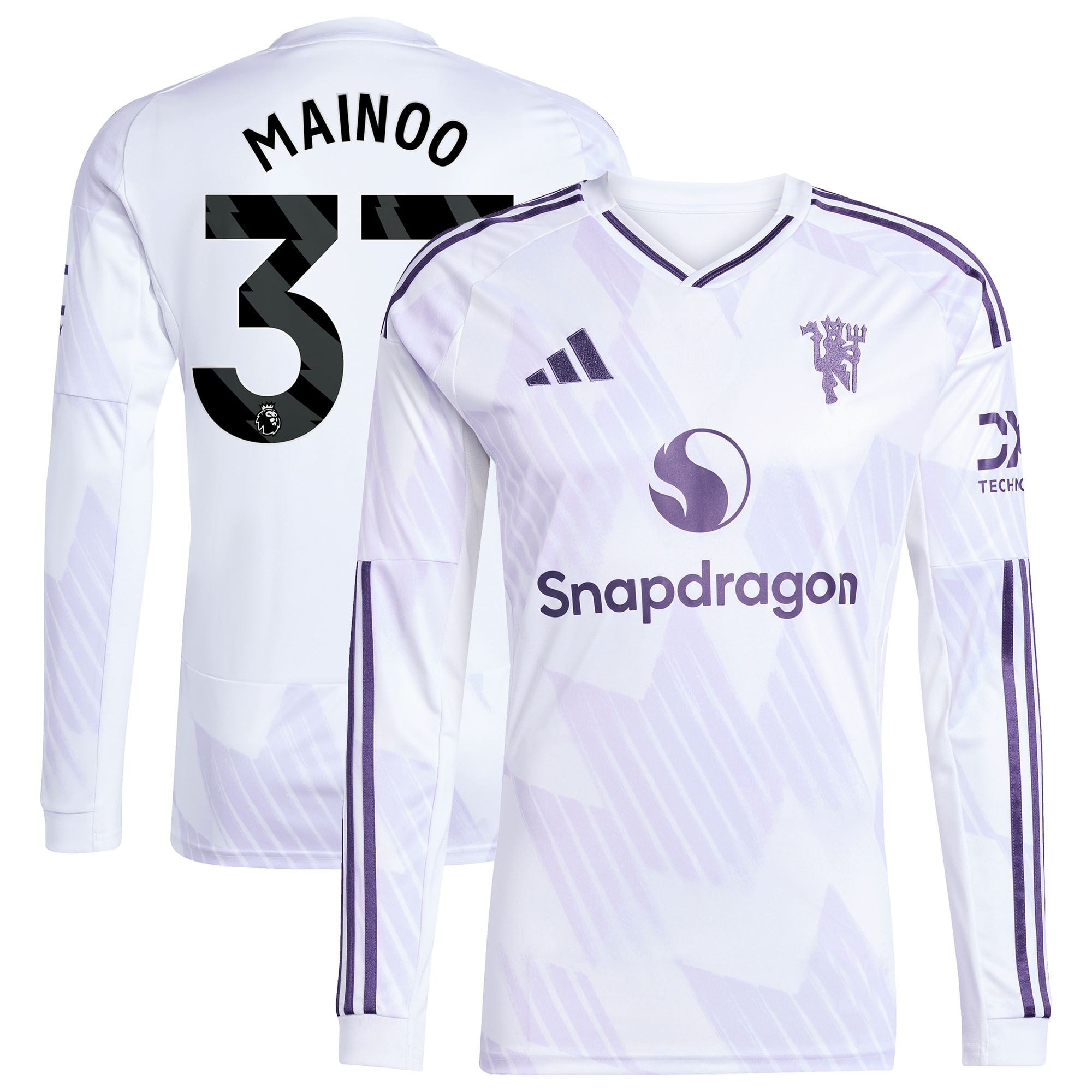 [SJH] Youth Kobbie Mainoo Manchester United 2025/26 Away Replica Long Sleeve Player Jersey - White