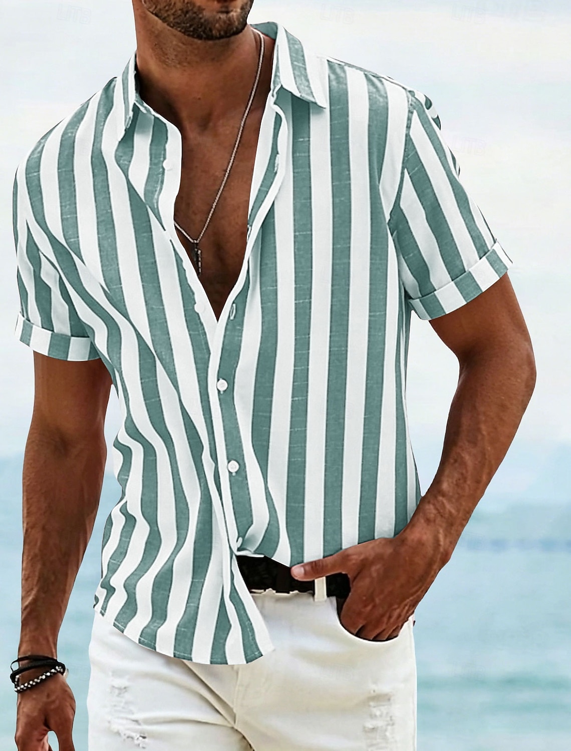 Men's Shirt Linen Shirt Summer Shirt Beach Shirt Cotton Linen Shirt Striped Shirts Striped Vacation Hawaiian Yellow Red Blue Green Long Sleeve Turndown Spring & Fall Clothing Apparel Button-Down