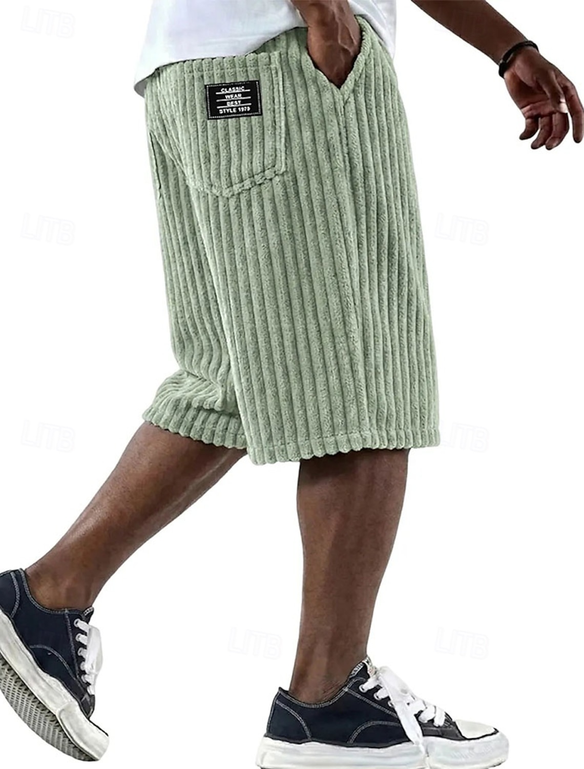 Men's Shorts Casual Corduroy Pocket Elastic Waist Simple Plain Comfort