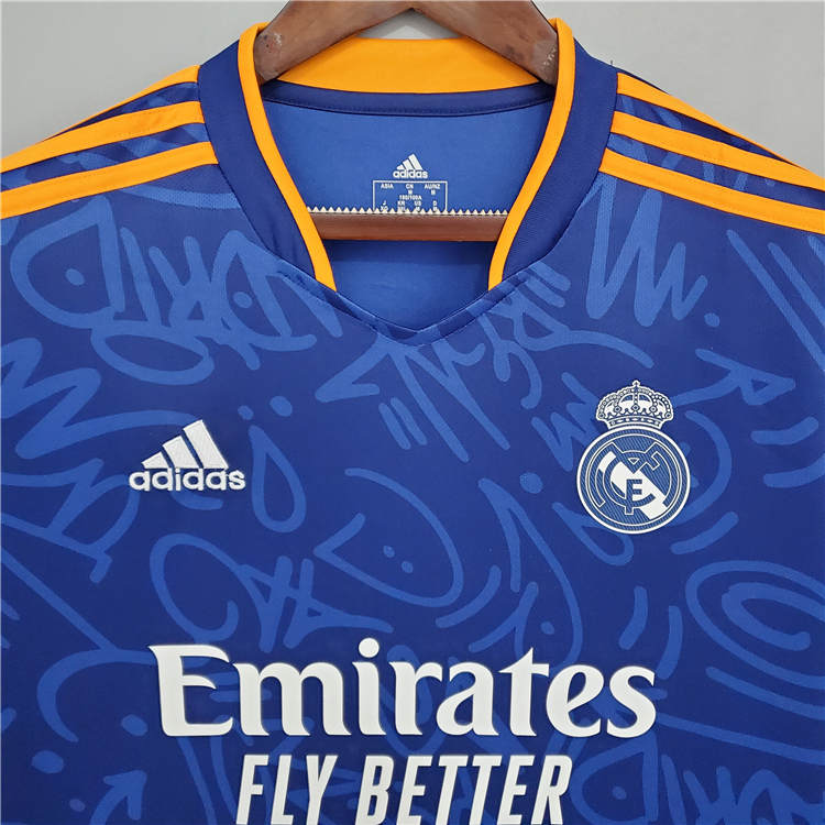 Official Real Madrid 21-22 Away Blue Soccer Jersey Football Shirt