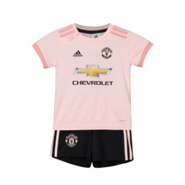 Kids 18-19 Manchester United Away Pink Jersey KitShirtShort -