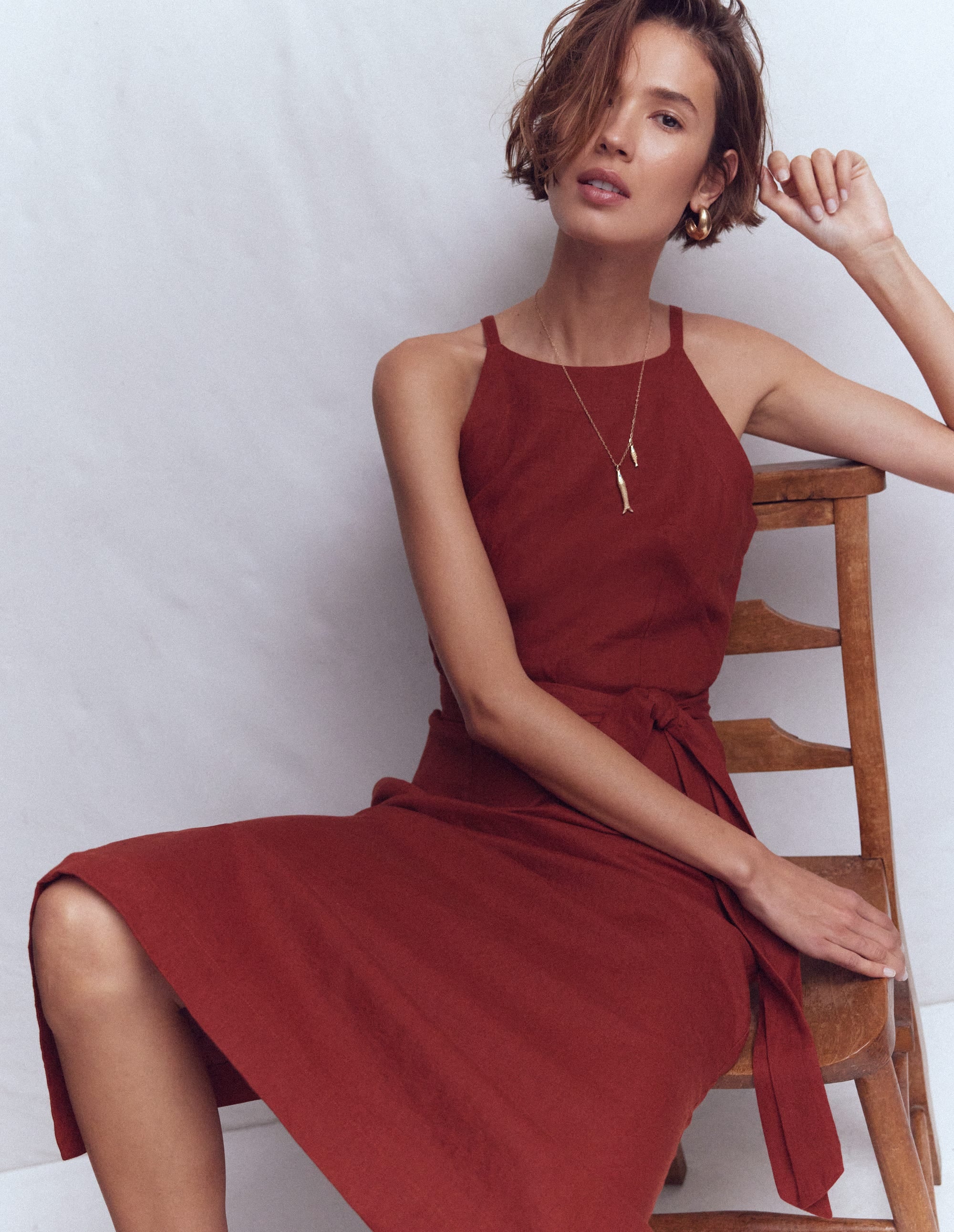 Rosa Halter Linen Midi Dress