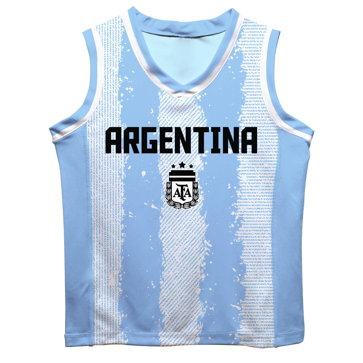 [SJH] Lionel Messi #10 Argentina National Team Vive La Fete Youth Painted Stripes Basketball Jersey - Light Blue