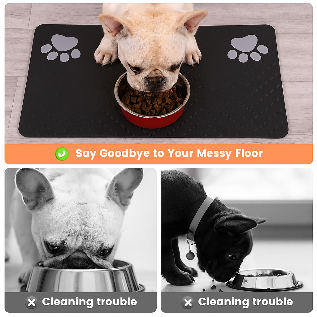 Bulldog Feeding Mat – Waterproof Non-slip Food Water Placemat Indoor Use