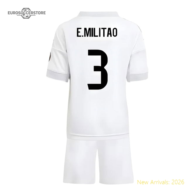 High-Quality 2025-2026 Real Madrid Home Mini Kit (E.Militao 3)