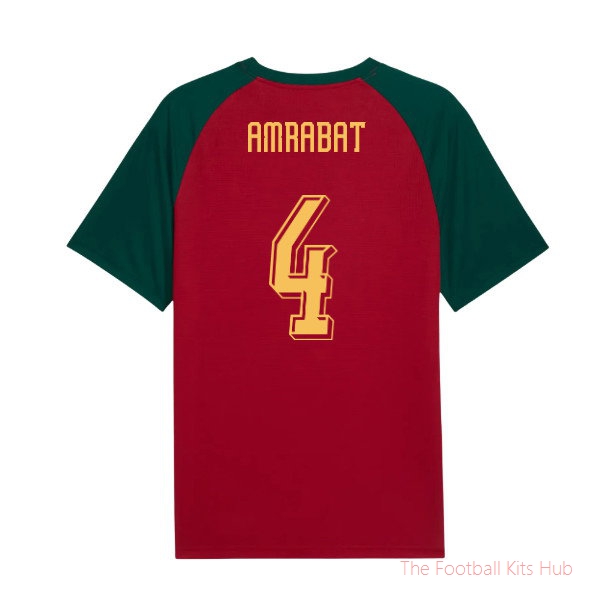 2026-2027 Morocco Warm Up Jersey (Dark Crimson) (Amrabat 4)