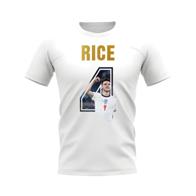 Declan Rice Name And Number England T-Shirt (White)