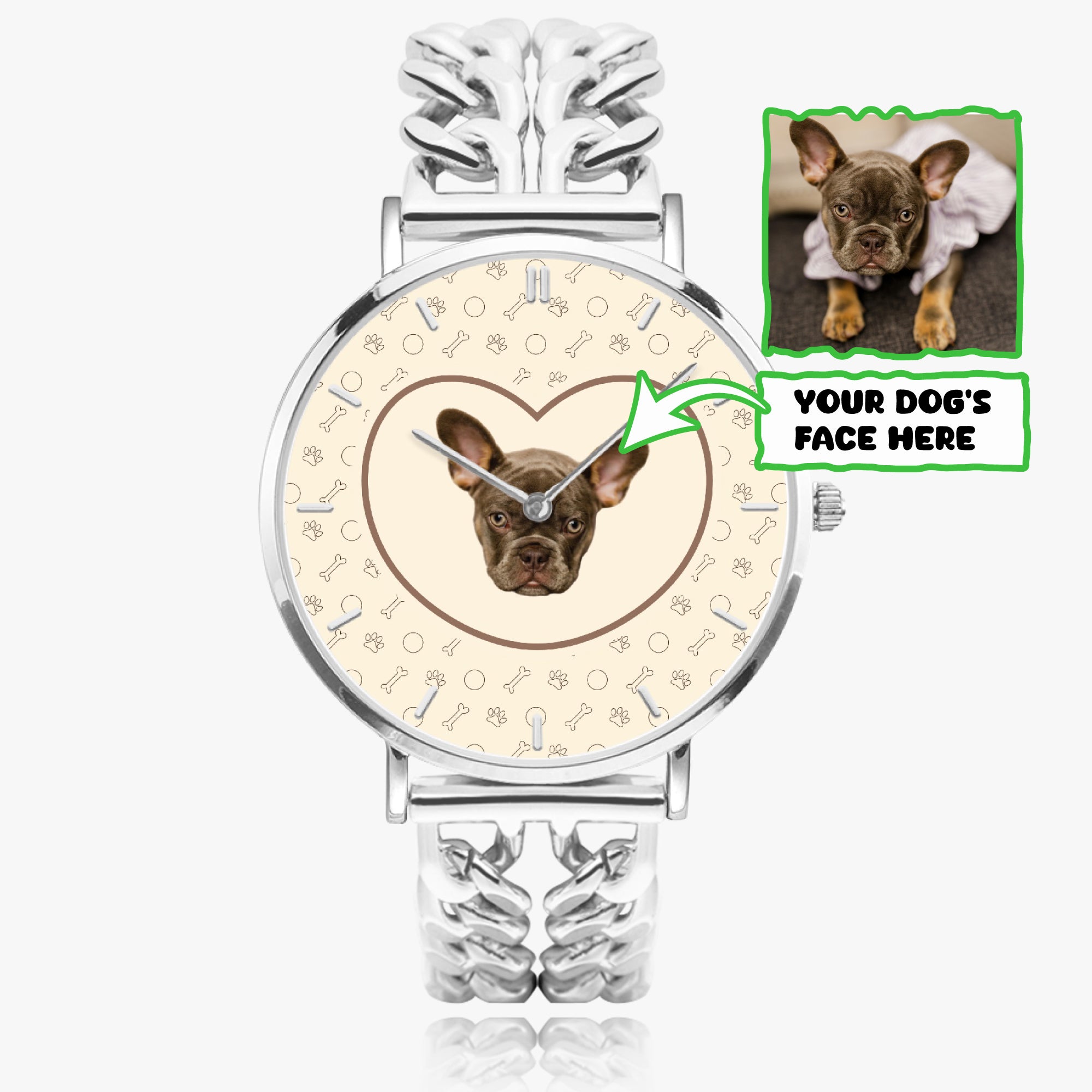 French Bulldog Casper Personalized Chic Hollow Strap Watch For