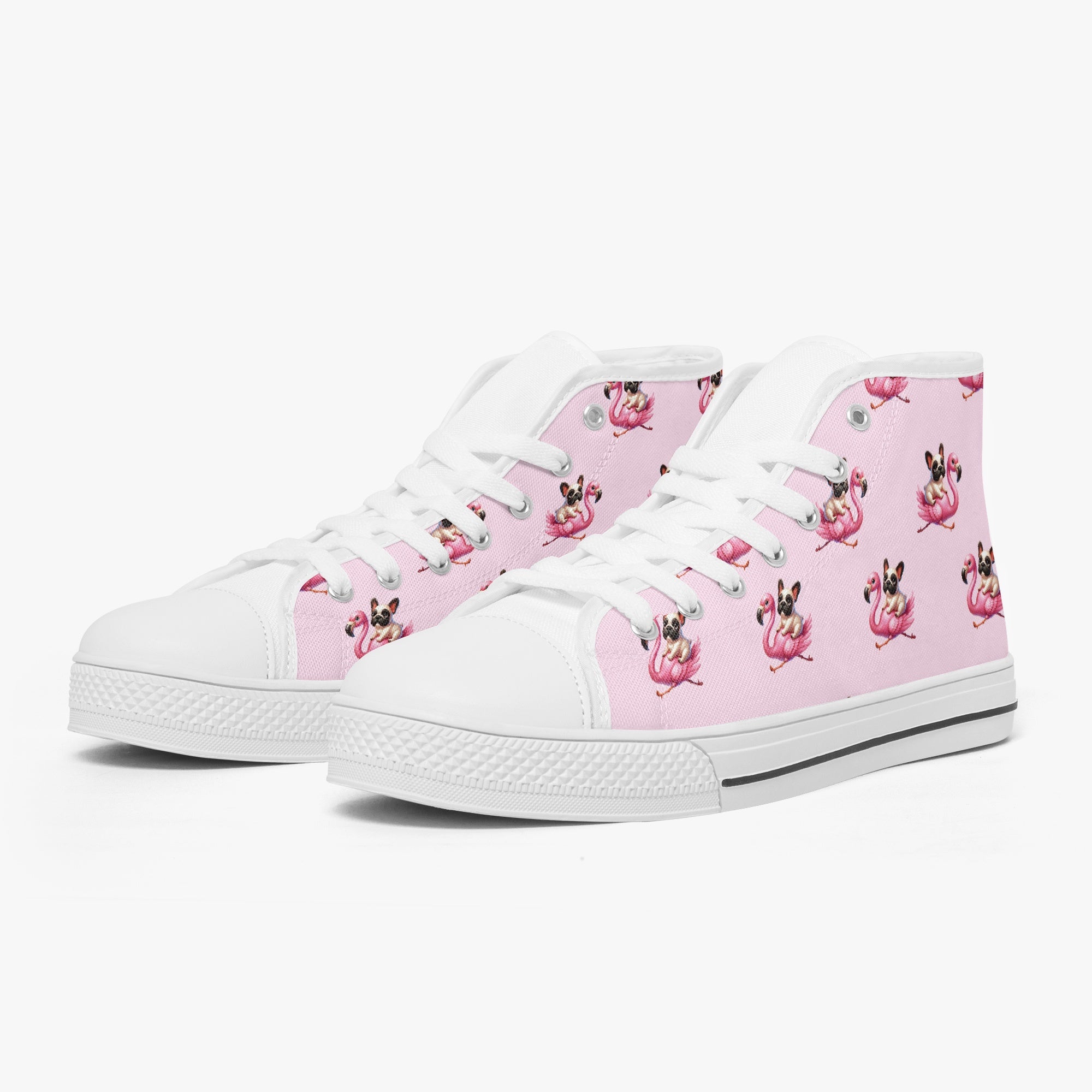 - French Bulldog Themed Classic High-top Canvas Shoes Everyday Use