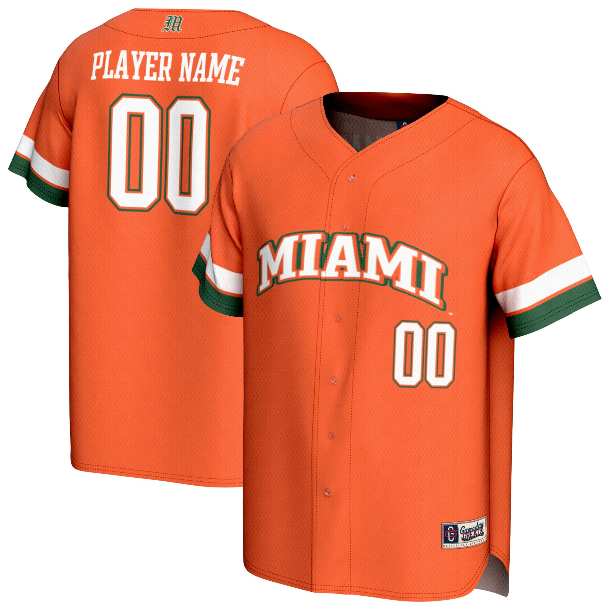 [NJP] Miami Hurricanes GameDay Greats Youth Lightweight Collegiate Baseball NIL Pick-A-Player Fashion Jersey - Orange