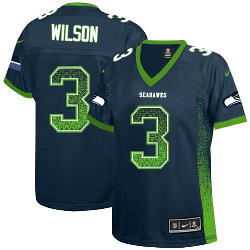 Official NFL s Seattle Seahawks #3 Russell Wilson Blue Elite Jersey