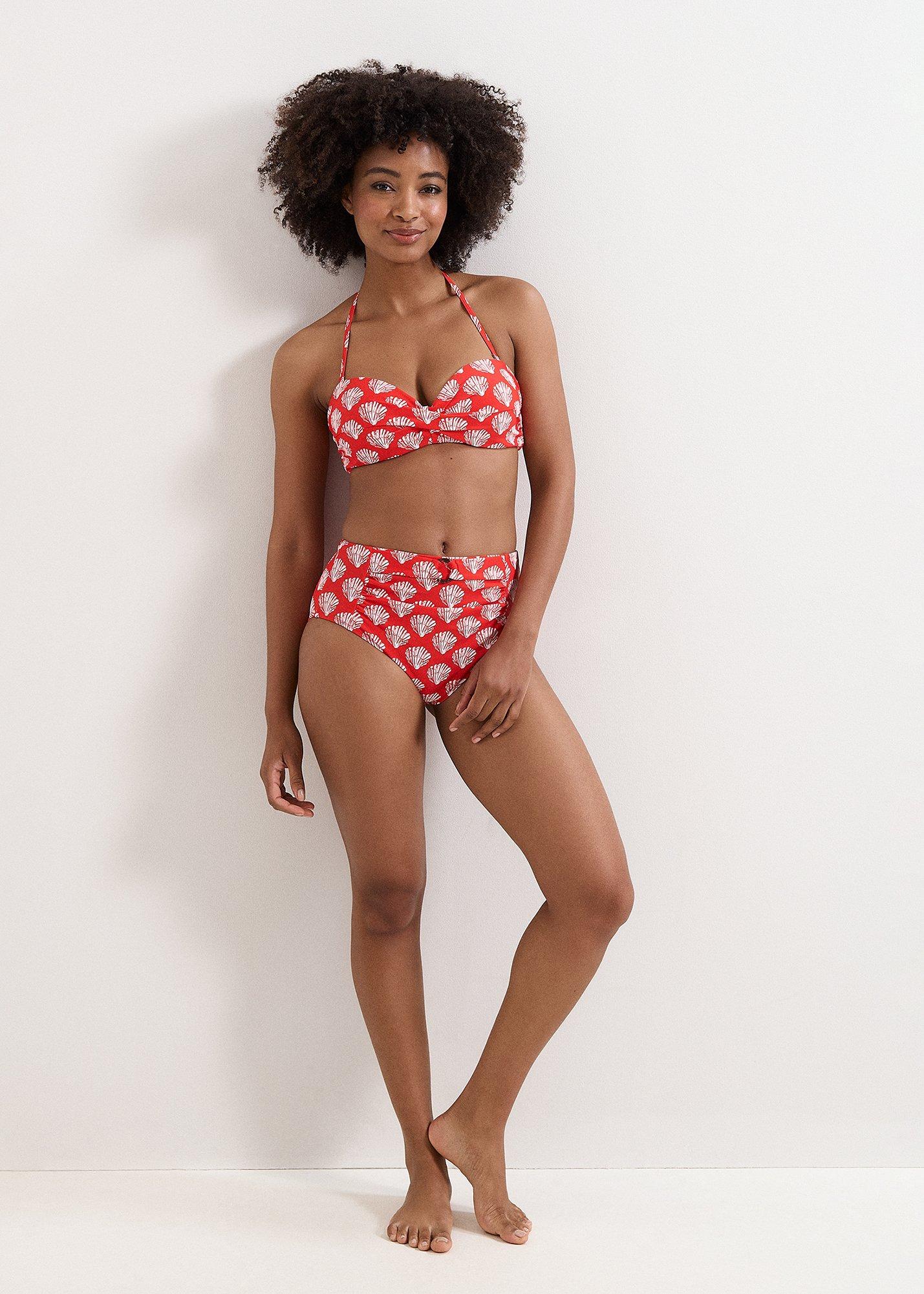 Red Shell Print Bikini Bottom