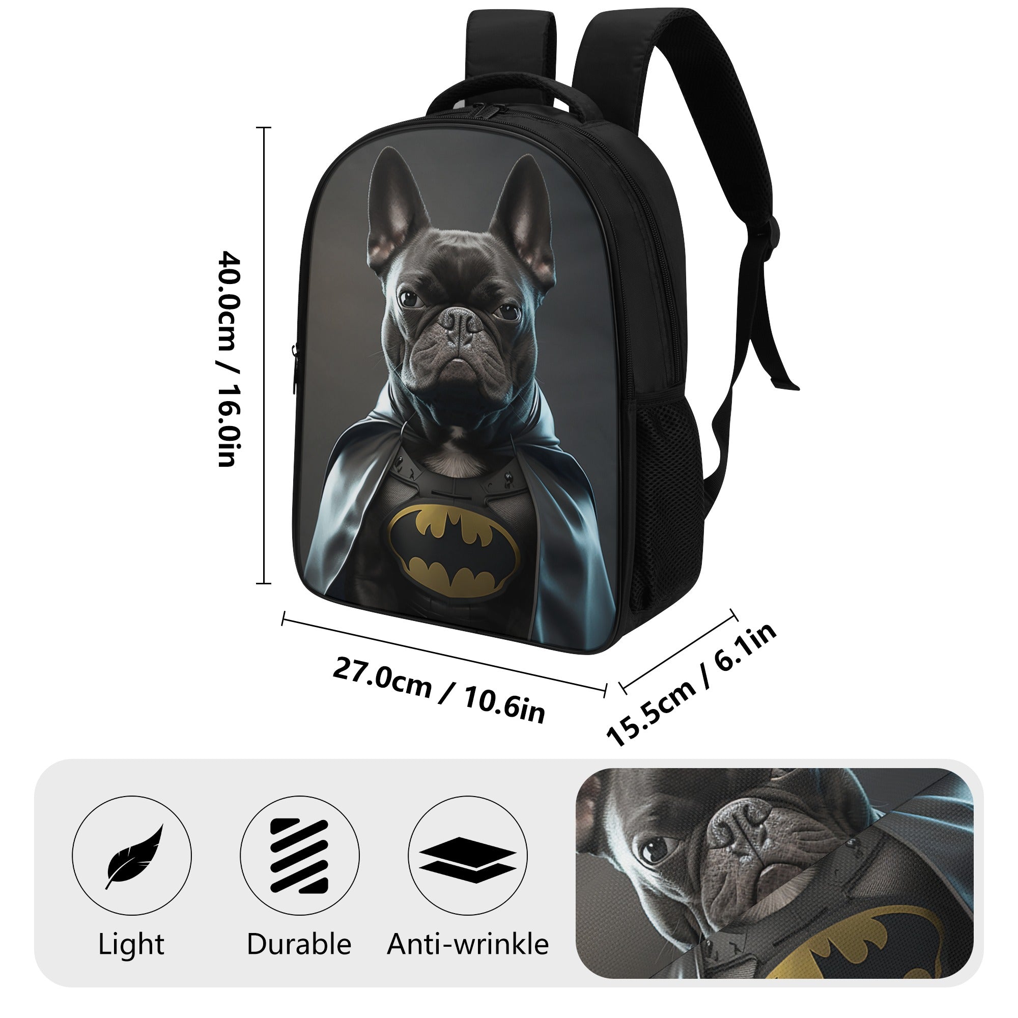 Lifestyle-Driven Bat Style - 16 Inch Dual Compartmen Backpack for French