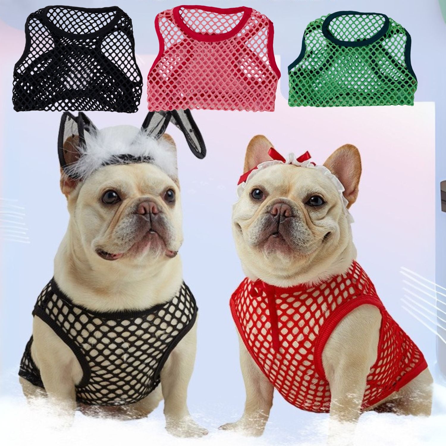 French Bulldog Summer Clothes – Thin Hollow Mesh Vest for Small Dogs
