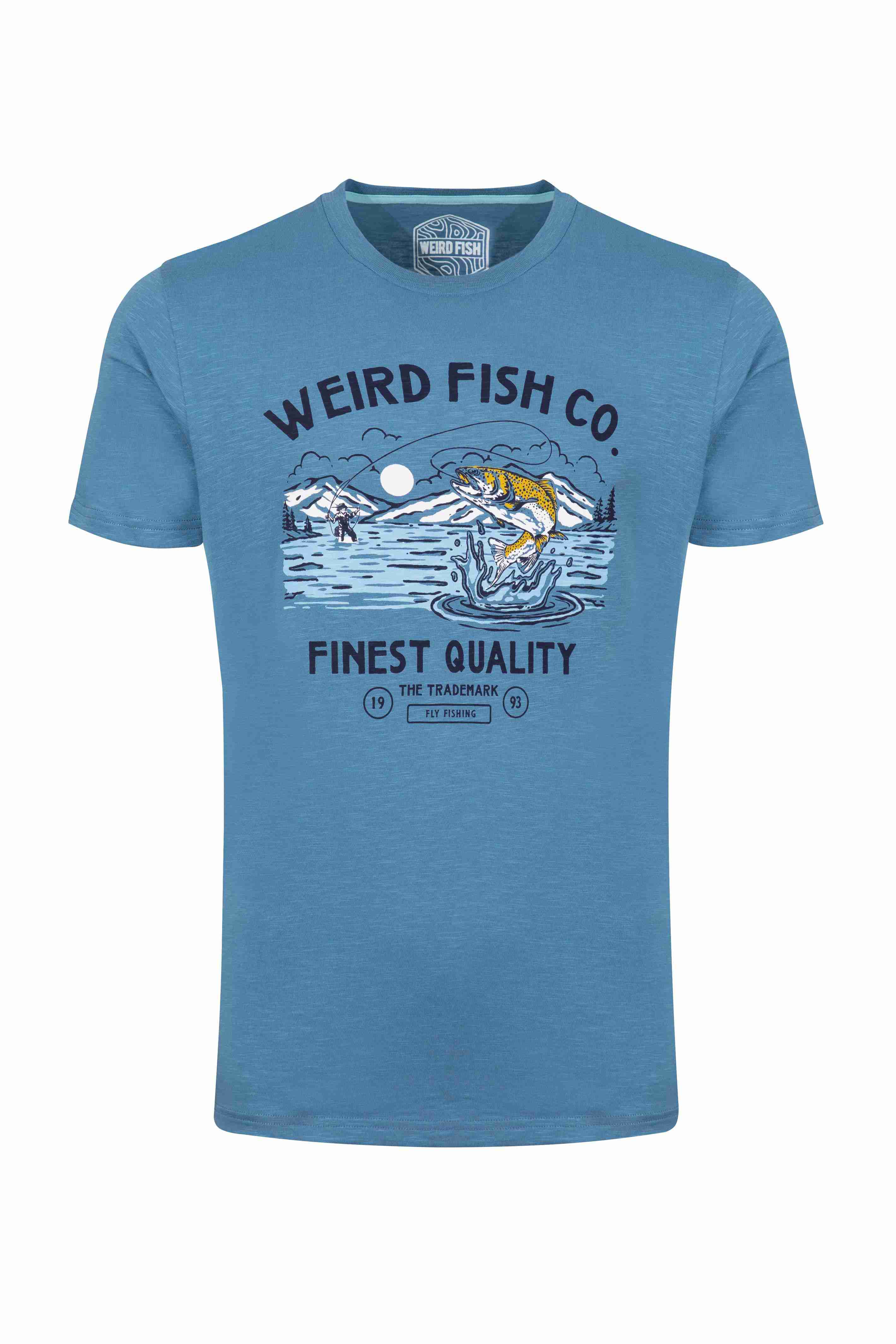 Fish Out Of Water Front Print Graphic T-Shirt Washed Blue