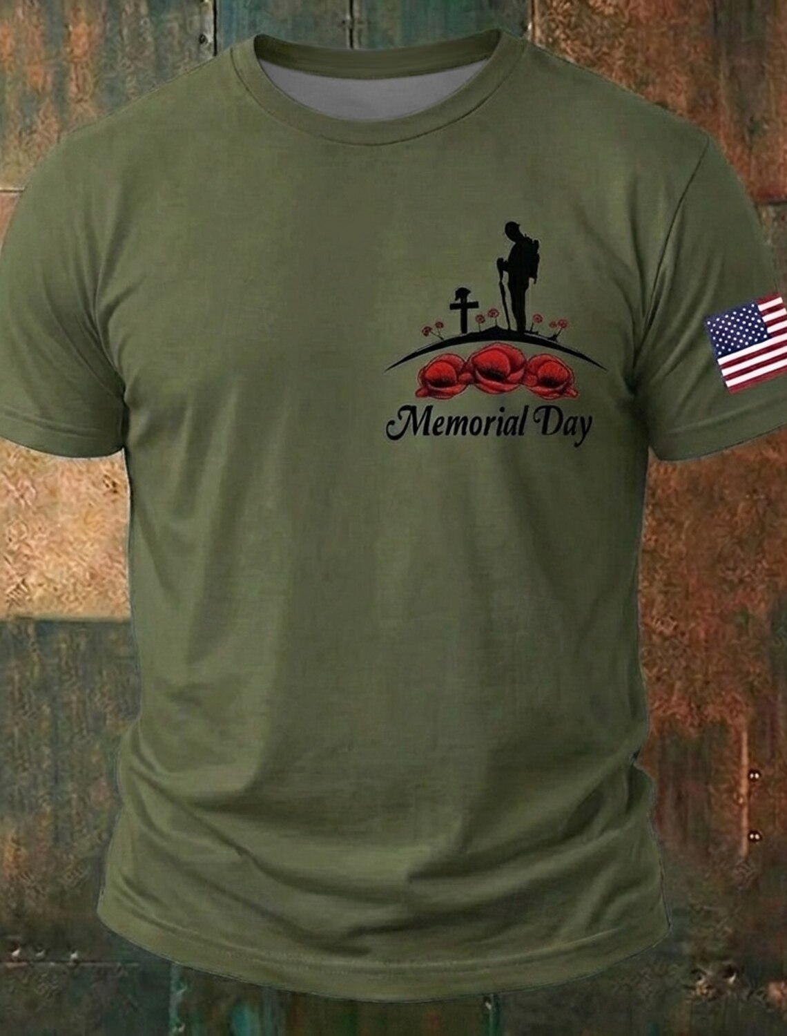 Memorial Day Men's Patriotic Soldier Silhouette Graphic T Shirt Minimalist Poppies Crew Neck Short Sleeve Veteran Tribute Honor Gift White Designer Clothing Apparel