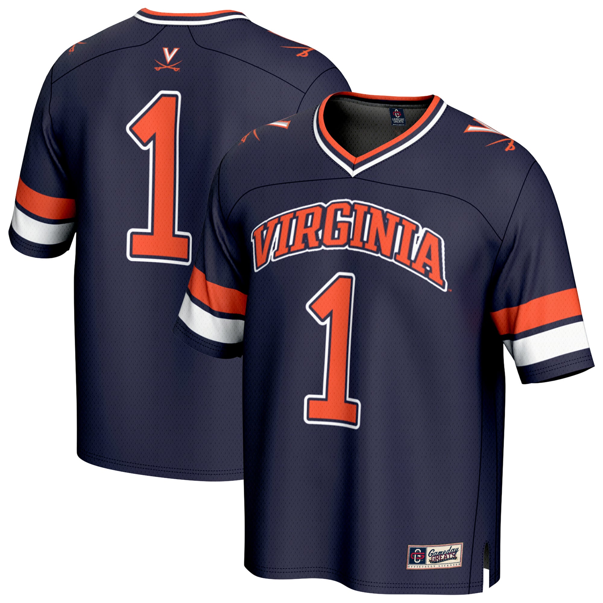 Unisex #1 Navy Virginia Cavaliers Lightweight Collegiate Football Fashion Jersey
