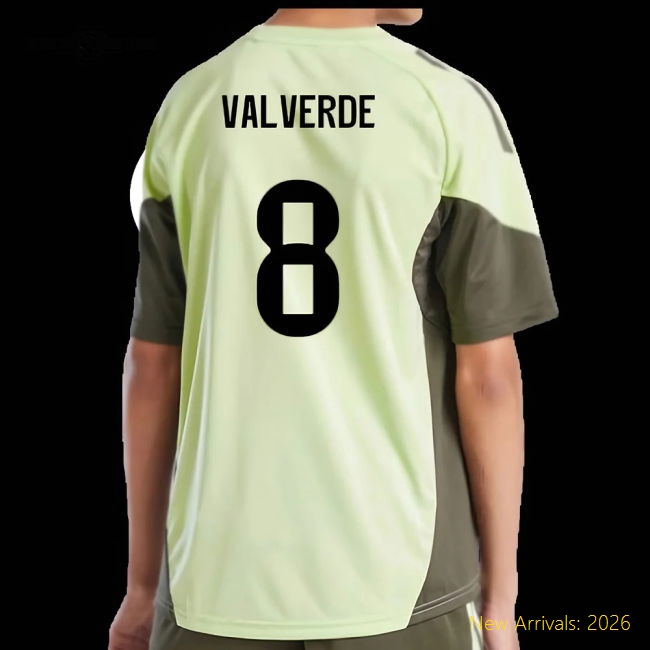 2025-2026 Real Madrid Training Jersey (Almost Lime) - Kids (Valverde 8)