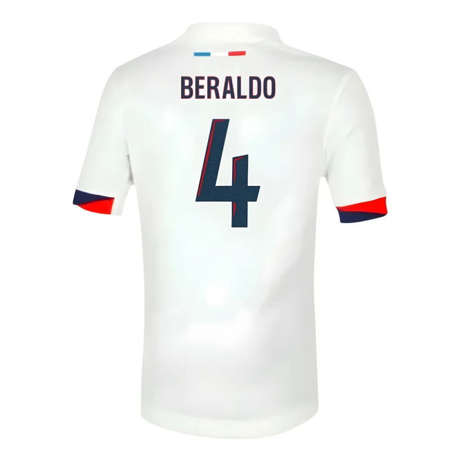 Psg Psg Away Shirt Sponsorless Kids Beraldo #4 Authentic Design In...