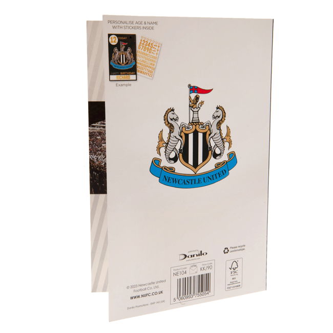 Adult Newcastle United FC Birthday Card With Stickers