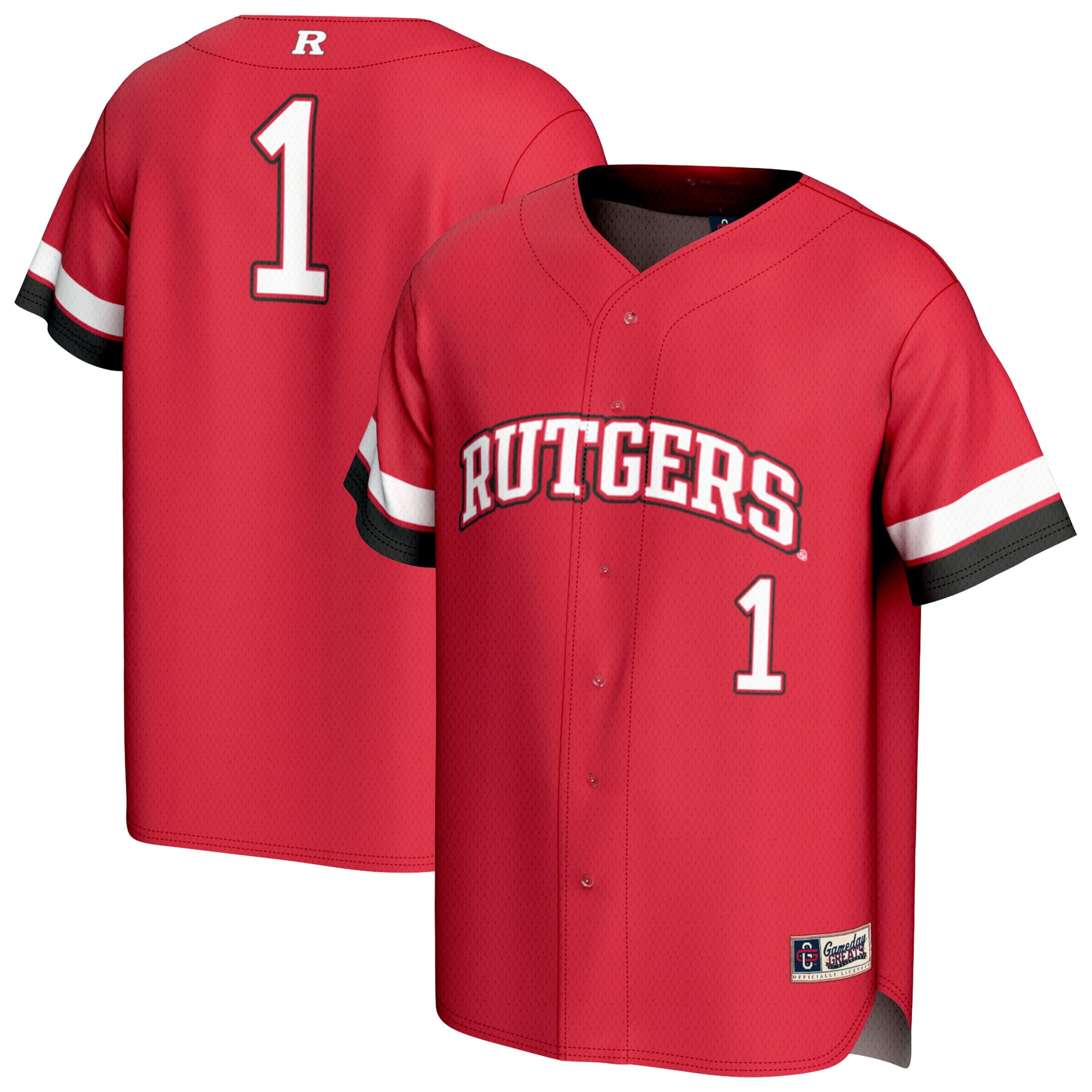 [NJP] Rutgers Scarlet Knights GameDay Greats Unisex Lightweight Collegiate Baseball Fashion Jersey - Scarlet