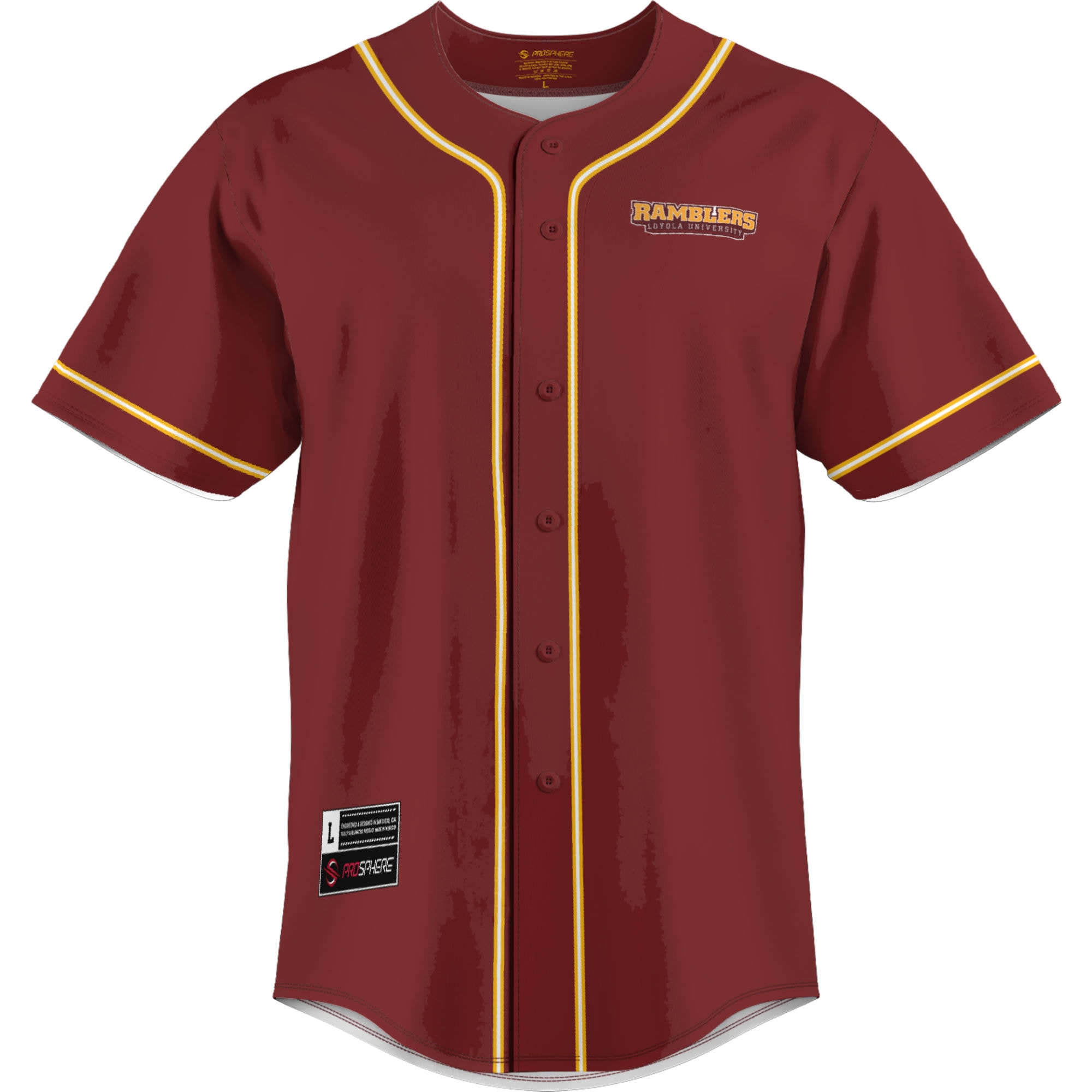 [DDG] Loyola Chicago Ramblers GameDay Greats Lightweight Baseball Jersey - Maroon