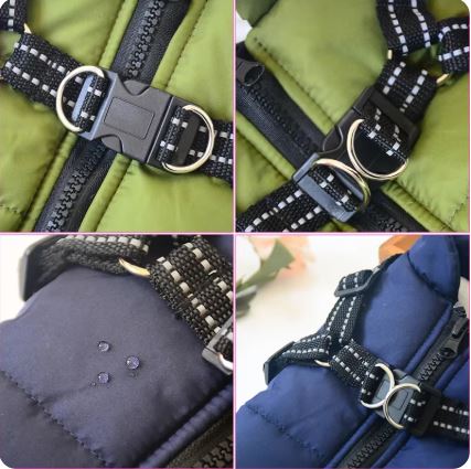 French Bulldog Frostguard Winter Waterproof Frenchie Harness Jacket Warm Dog Outfit