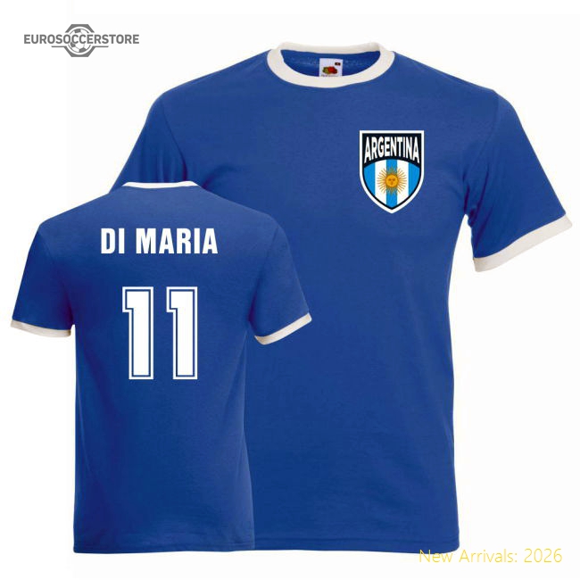 Angel National Teams Di Maria Argentina Ringer Tee (Blue) Small (34-36