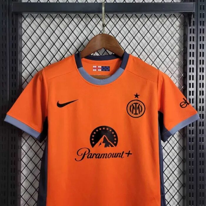 KIDS INTER MILAN 2324 THIRD ORANGE FOOTBALL KITShirtShorts - Official