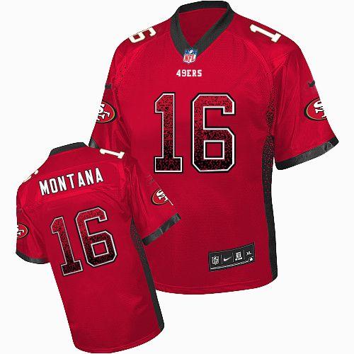 NFL SF 49ers #16 Joe Montana Red Elite Jersey - Authentic Quality