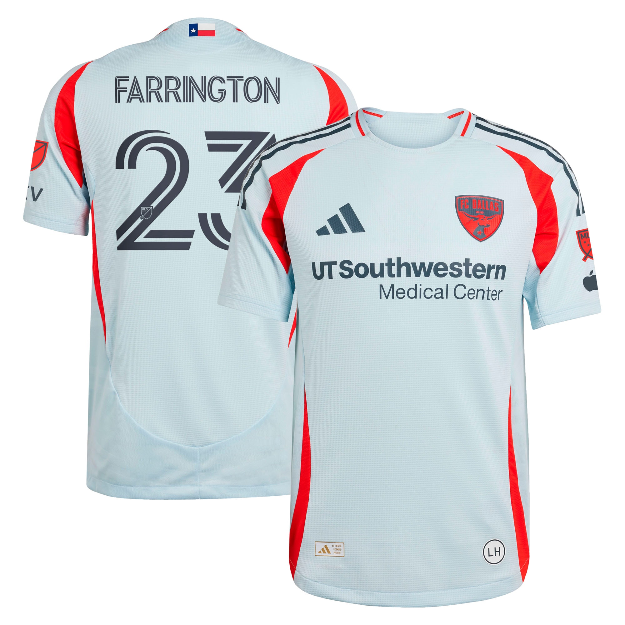 [JED] Youth Logan Farrington FC Dallas 2025 The Inferno Kit Authentic Player Jersey - Light Blue