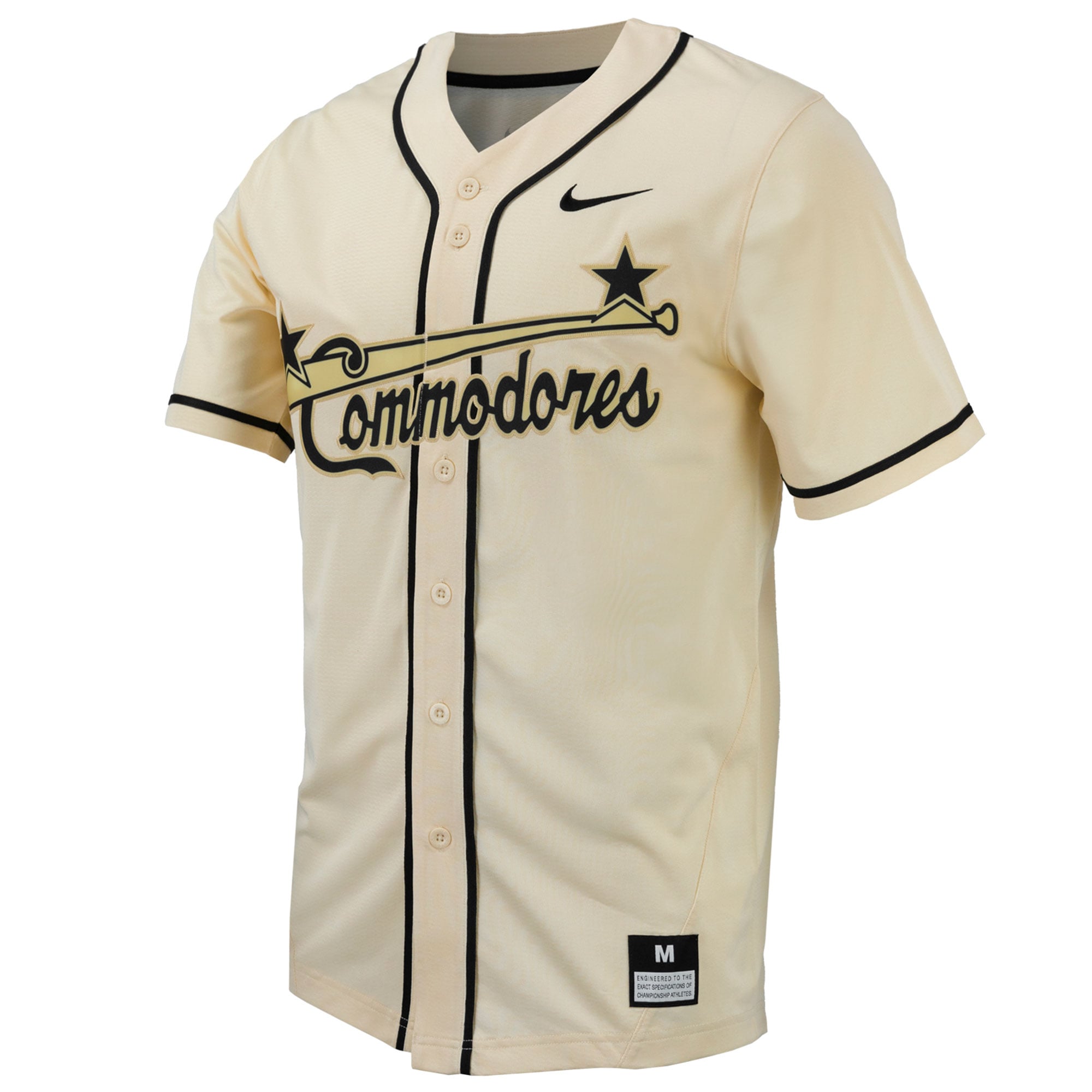 [NJP] Vanderbilt Commodores Replica Full-Button Baseball Jersey - Natural