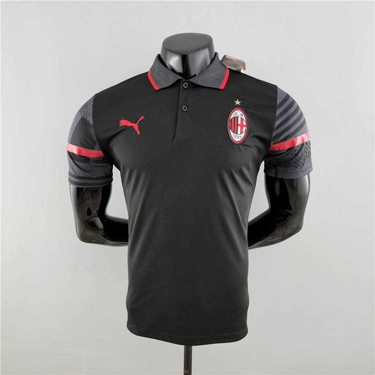 High Quality Premium Quick Dry AC Milan 2223 Black Polo Shirt