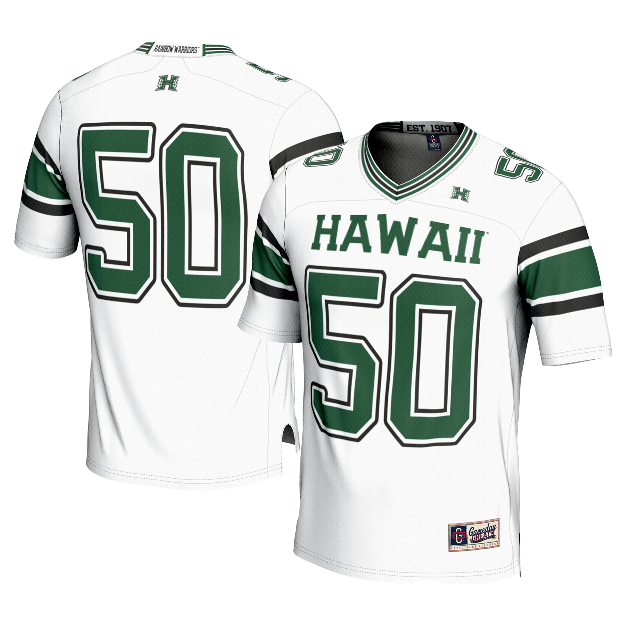 #1 Hawaii Rainbow Warriors GameDay Greats 26/27 Football Jersey - White