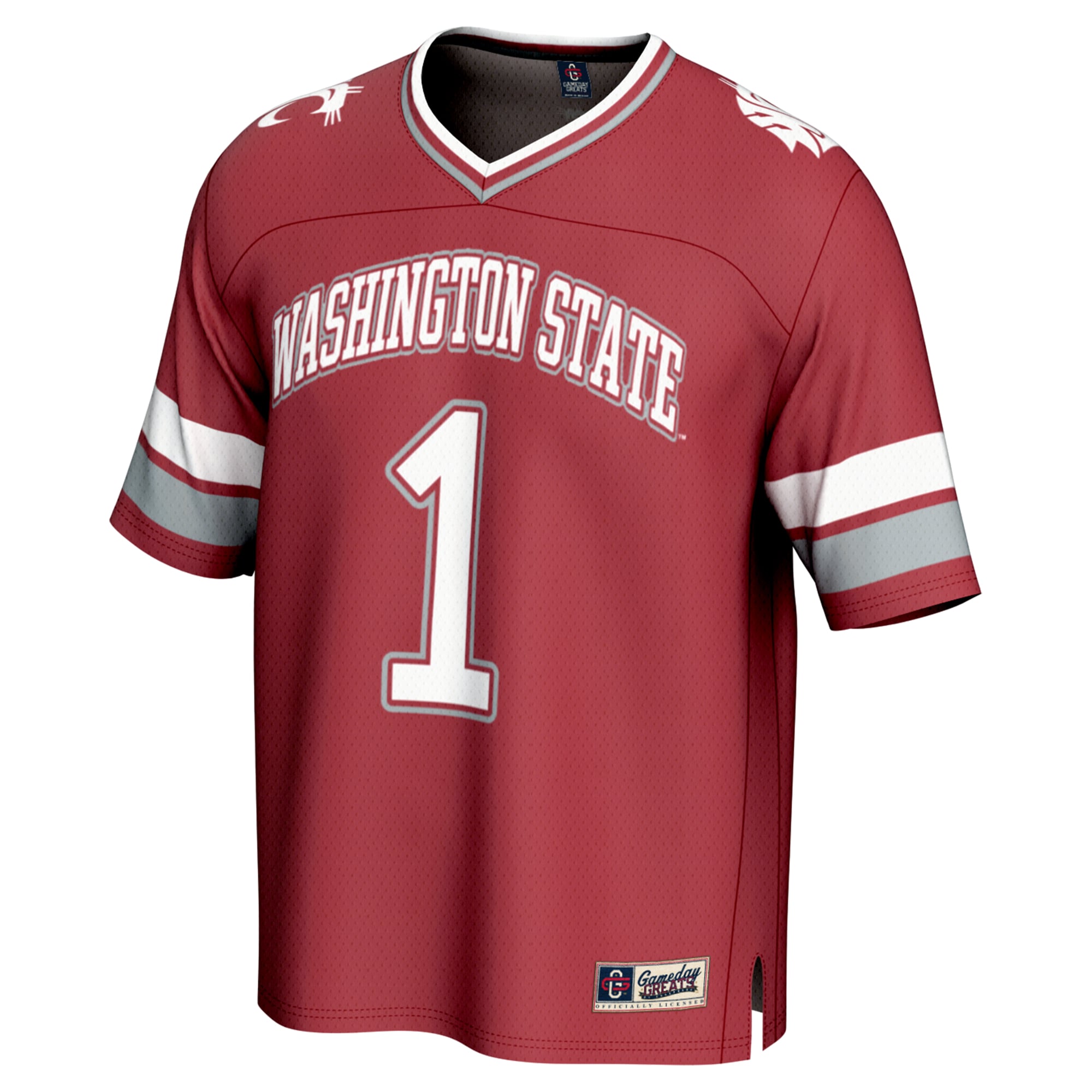 Youth #1 Crimson Washington State Cougars Lightweight Collegiate Football Fashion Jersey