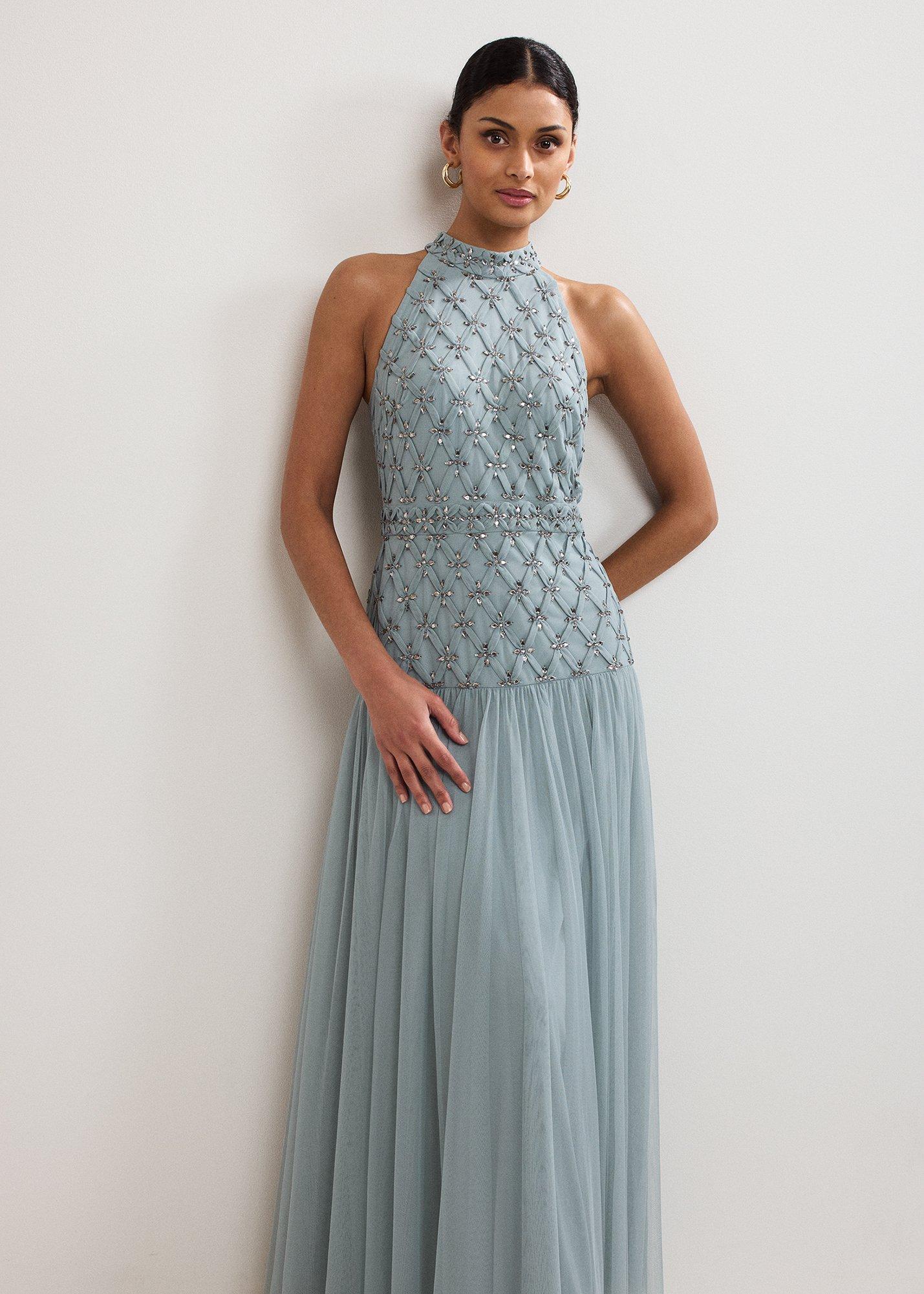 Nola Dropped Hem Sequin Maxi Dress