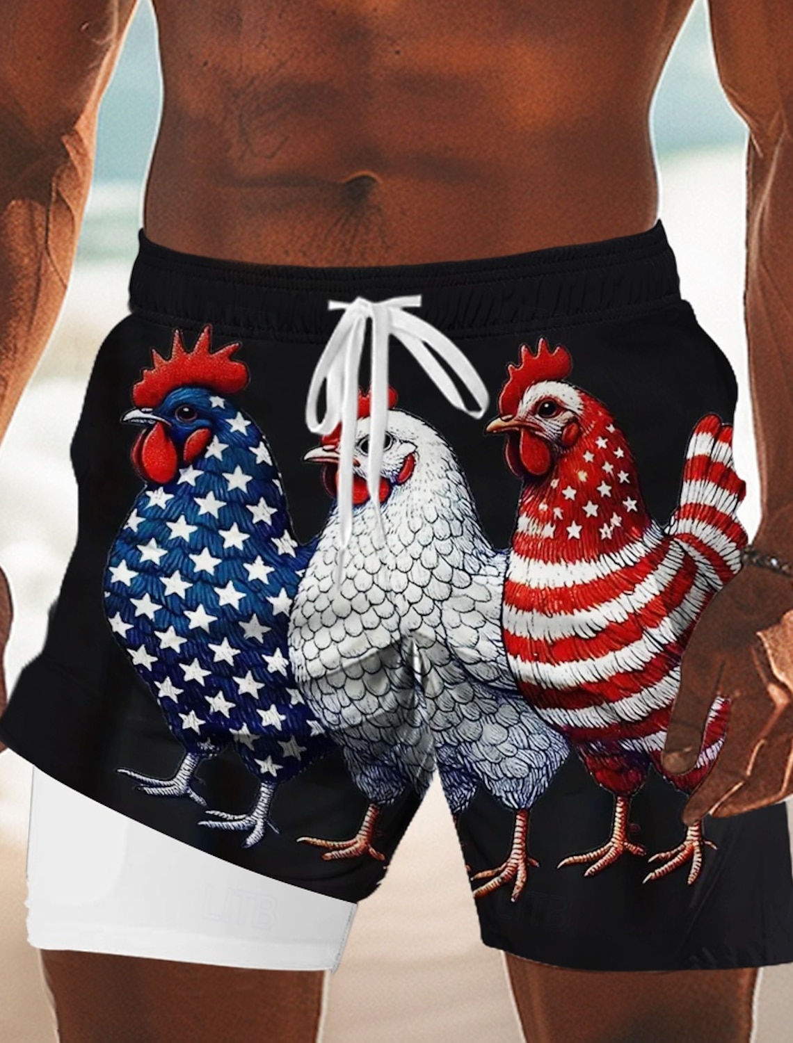 Independence Day Men's 4th of July U.S. 250th Anniversary US Flag Patriotic Lined Shorts 2 in 1 Board Shorts Swim Trunks Mid Waist Holiday Side Pockets With Compression Liner Elastic Drawstring Waist