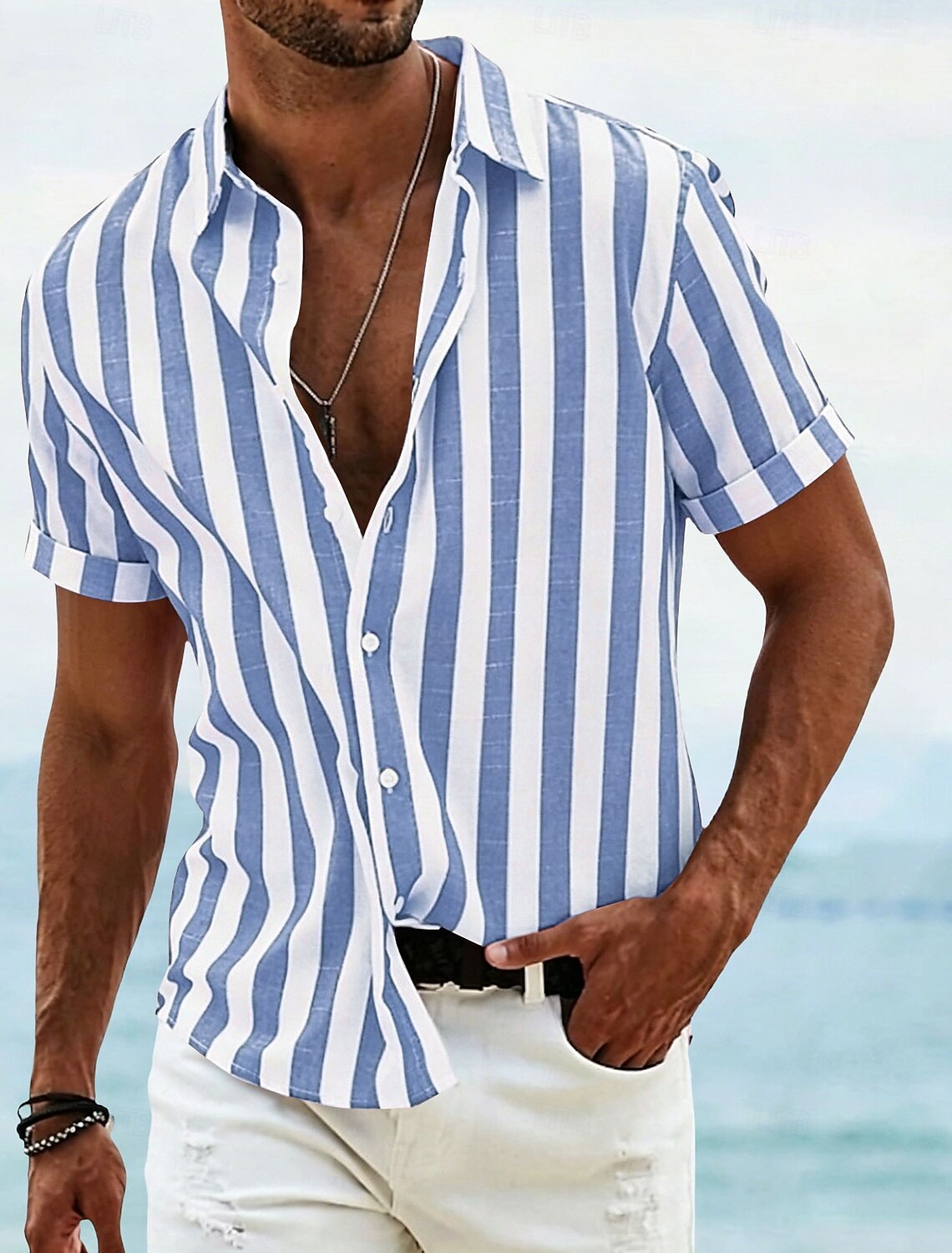 Men's Shirt Linen Shirt Summer Shirt Beach Shirt Cotton Linen Shirt Striped Shirts Striped Vacation Hawaiian Yellow Red Blue Green Long Sleeve Turndown Spring & Fall Clothing Apparel Button-Down