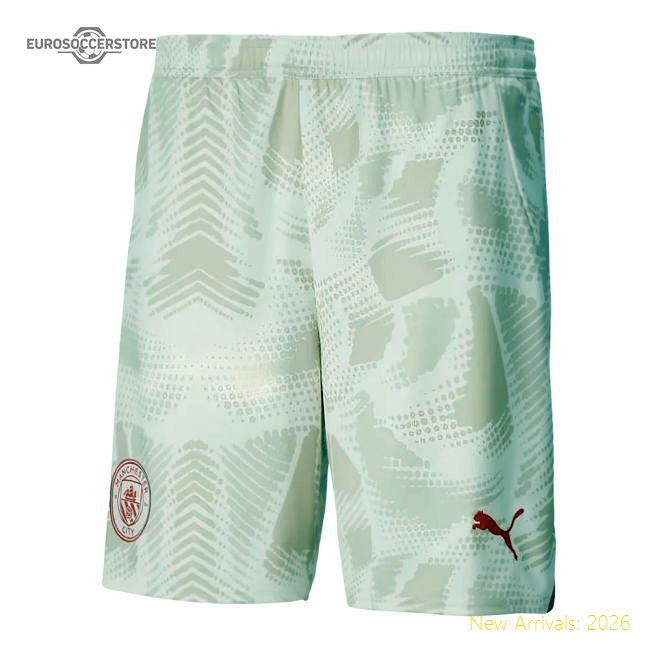 High-Quality 2024-2025 Man City Away Goalkeeper Shorts Alpine Snow