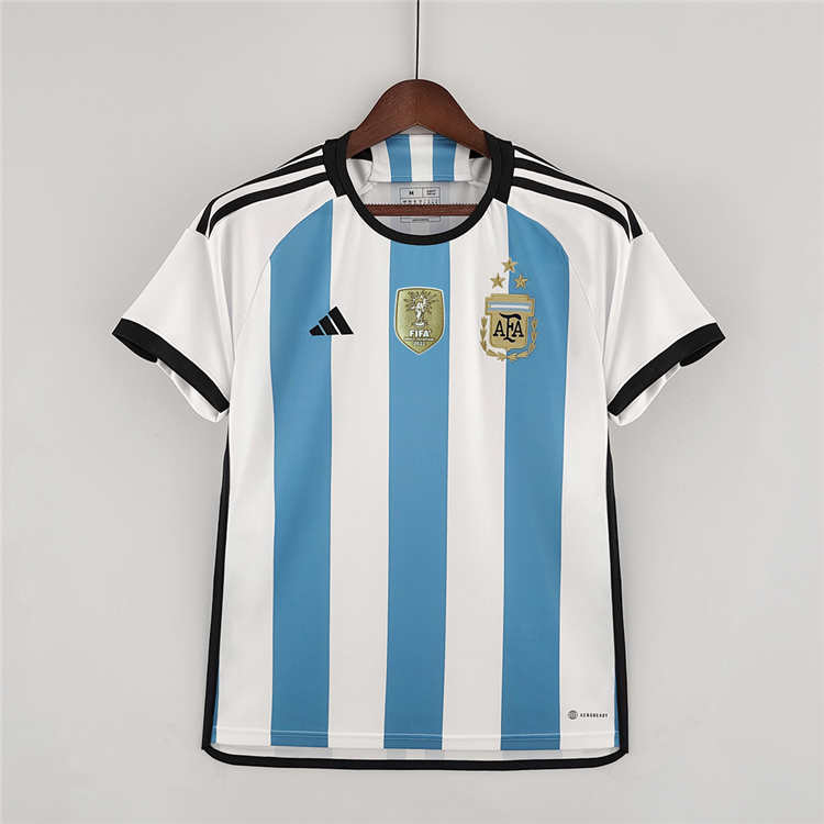 Argentina 3 Star World Cup 2022 Home White Soccer Jersey Football