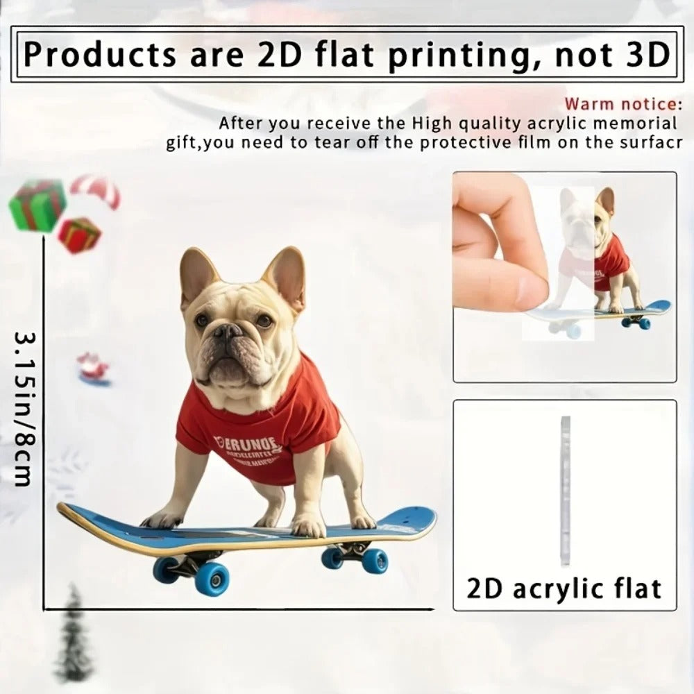 French Bulldog Chic French Bulldog Keychain – 2d Acrylic Skateboard