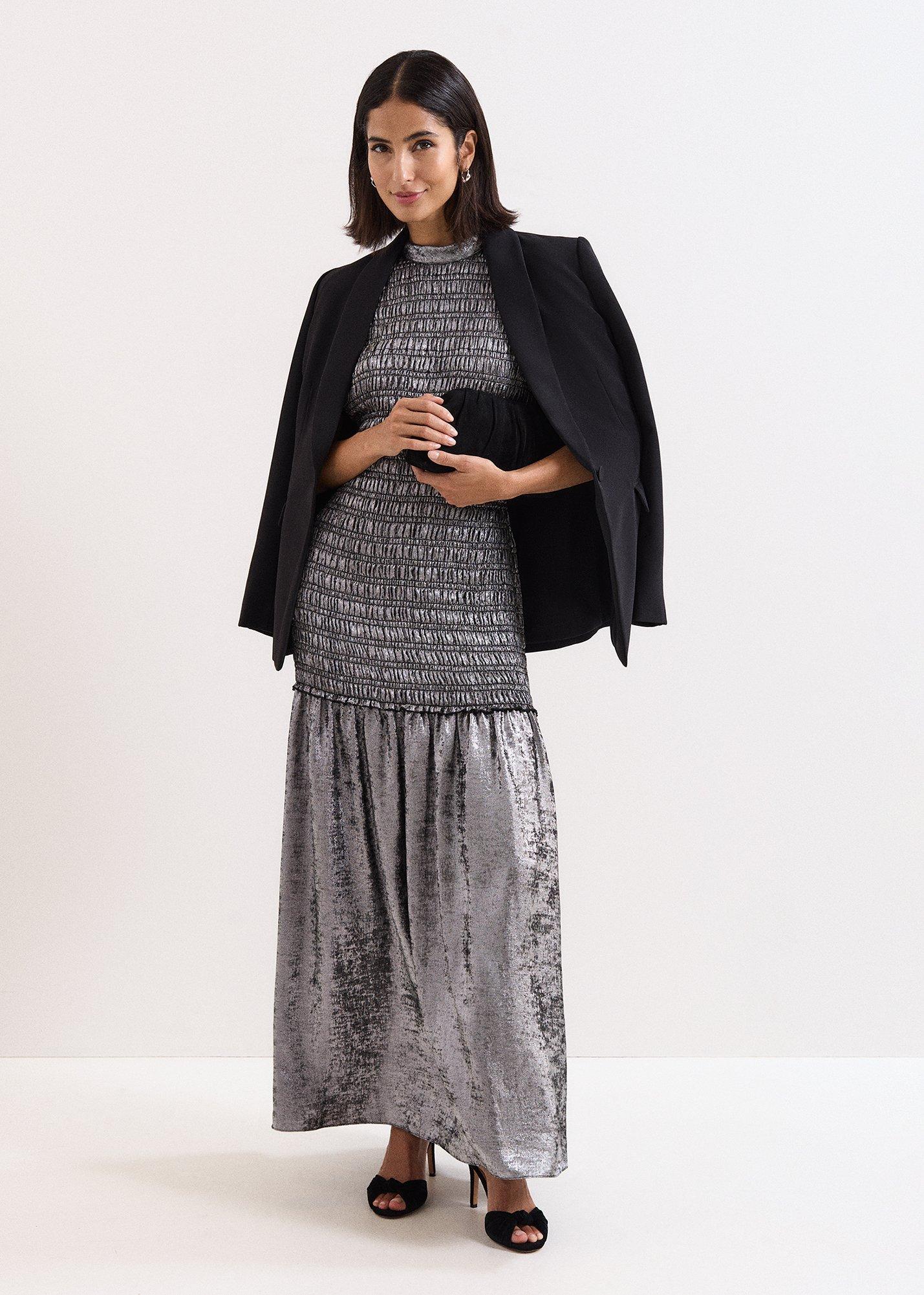 Tasmin Silver Shimmer Maxi Dress