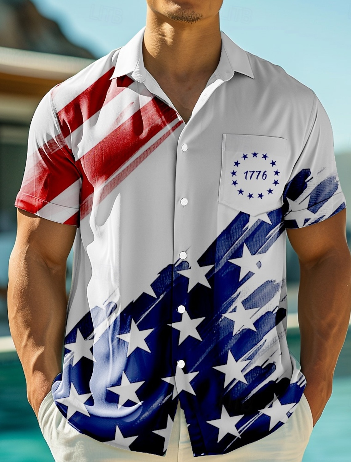 Independence Day Men's American US Flag 4th of July U.S. 250th Anniversary Patriotic Shirt Summer Shirt Button Up Shirt Short Sleeve Fashion Casual Holiday Summer Spring Turndown 3D Print Collared