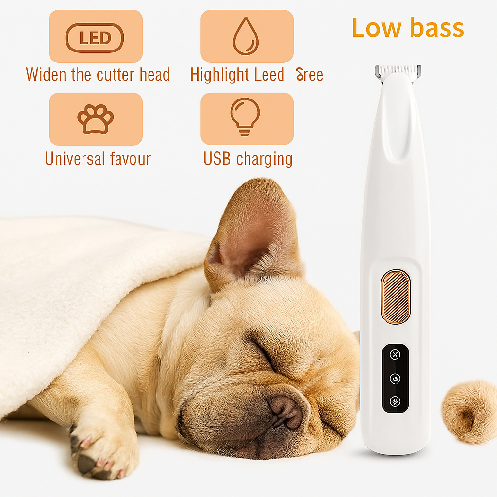 Furshine French Bulldog Hair Trimmer – Waterproof Dog Grooming Clipper with LED Light