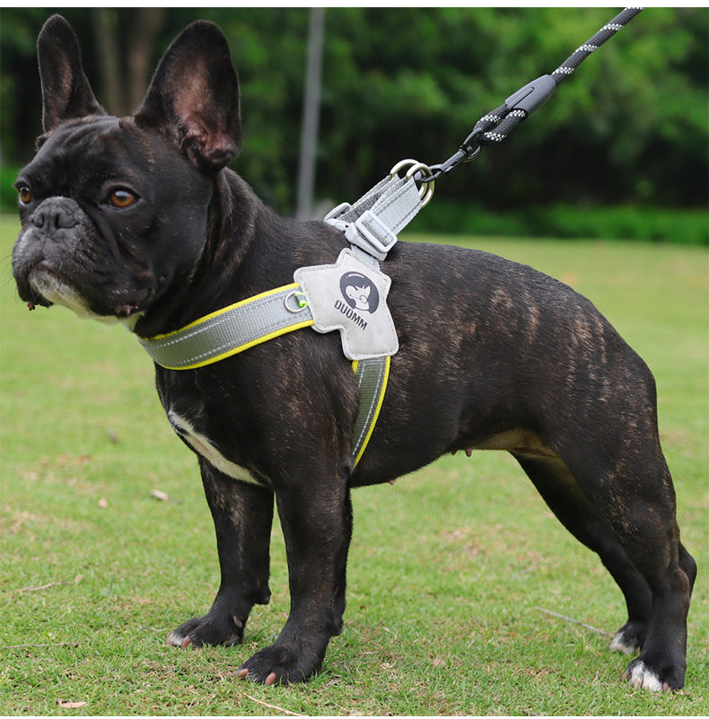 Durable Lightlatch No Pull Frenchie Reflective Harness for Outdoor Use